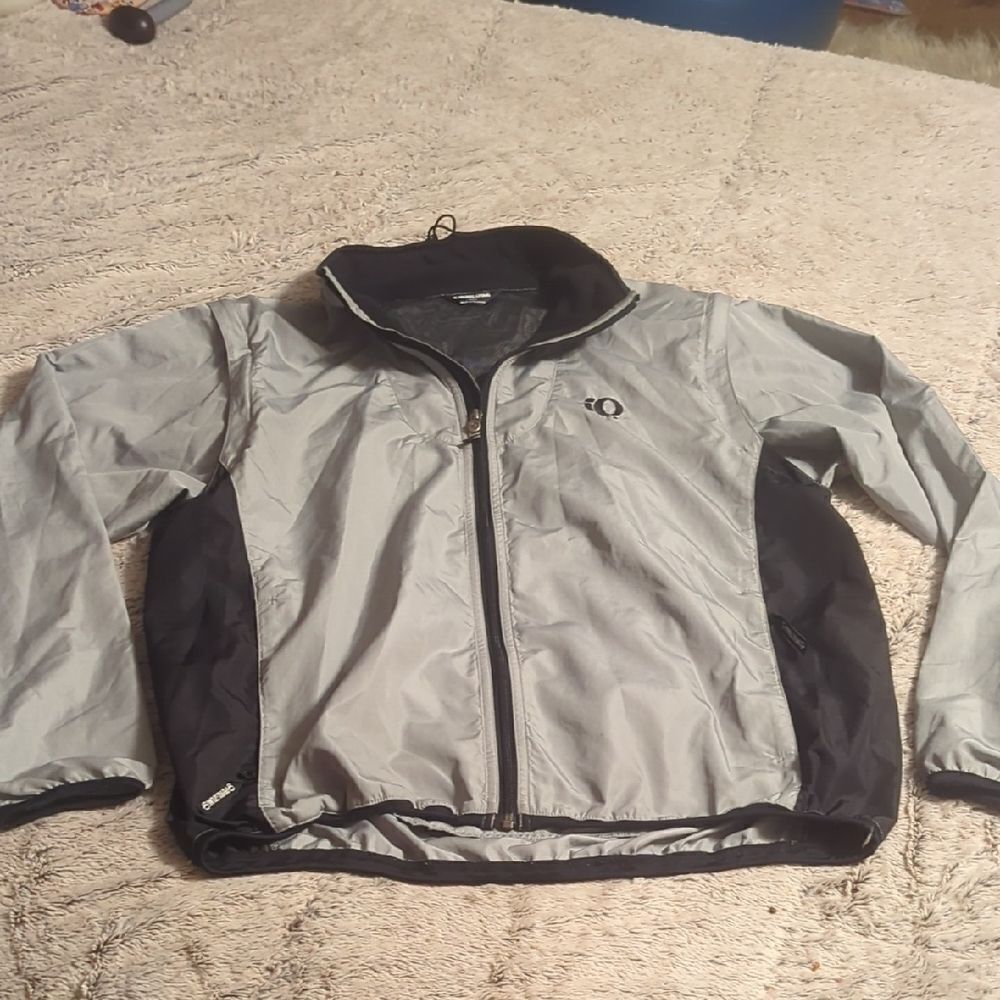 IQ‎ Pearl Izumi~ Large White Black Zip Cycling Jacket/Vest Windbreaker